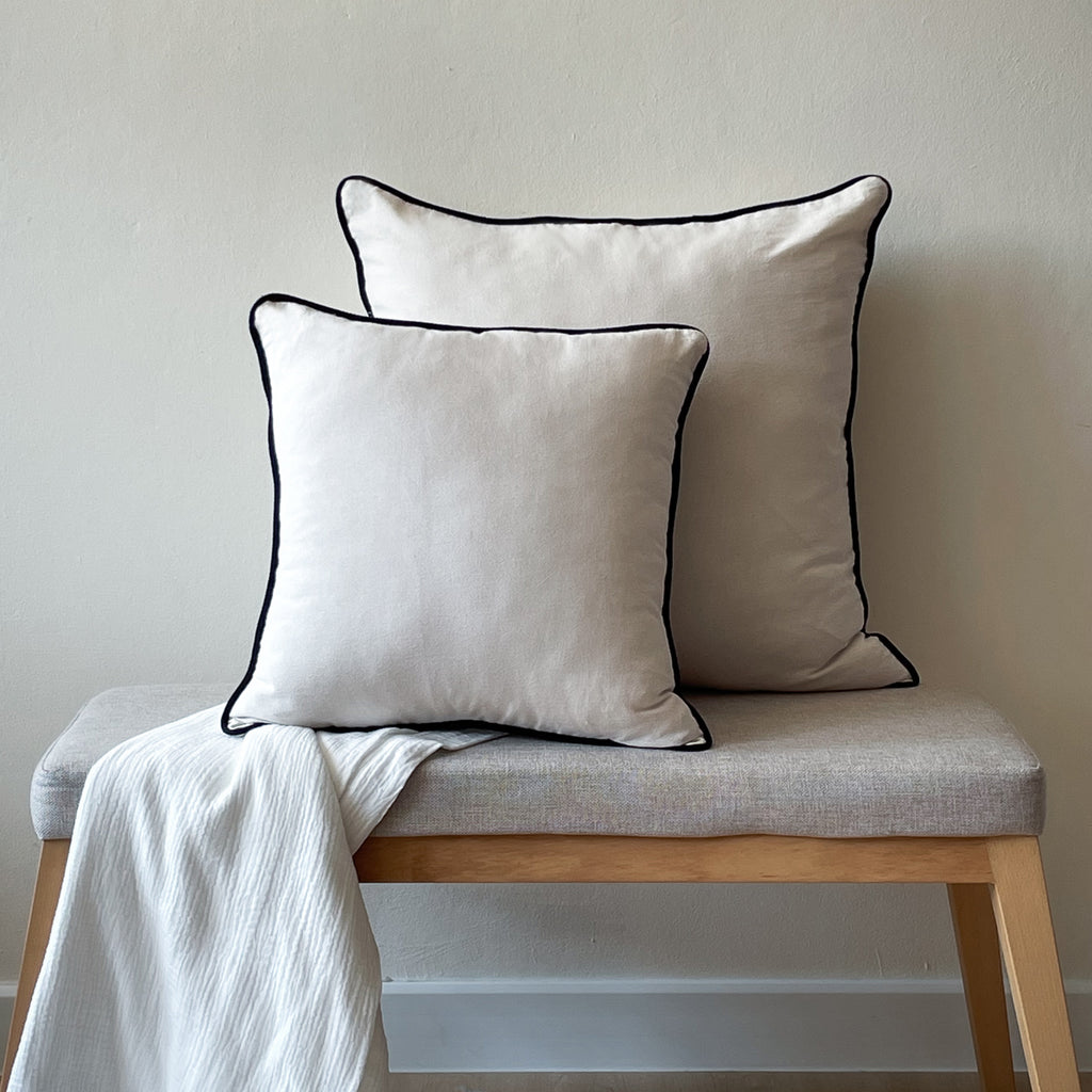 Cushion cover with trimming - Plain Cotton