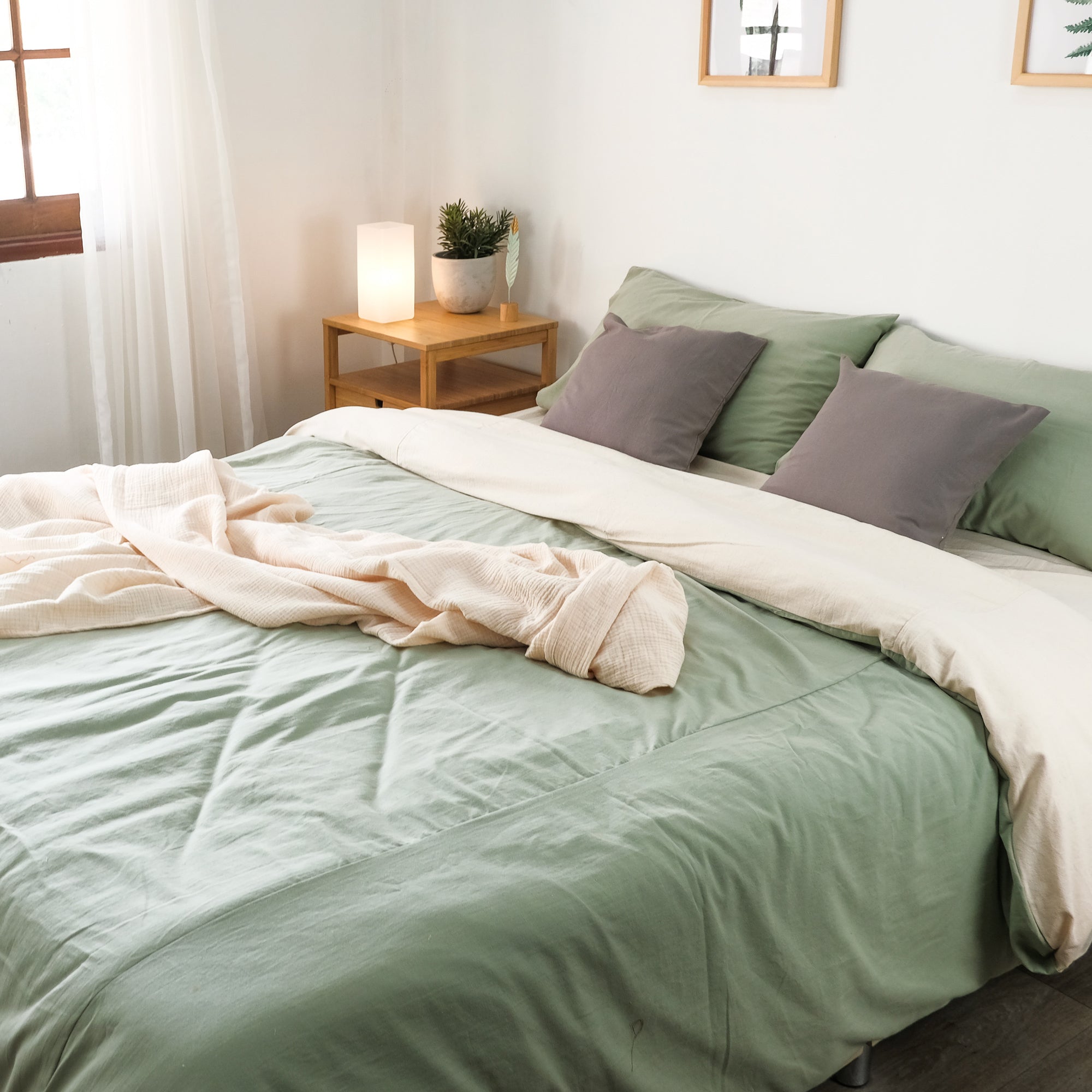 ชุดเครื่องนอน สีทูโทน Plain Cotton image 2