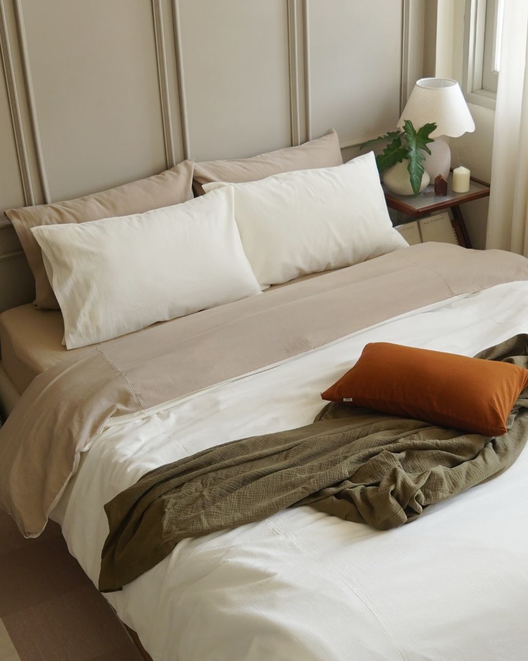 ชุดเครื่องนอน สีทูโทน Plain Cotton image 0