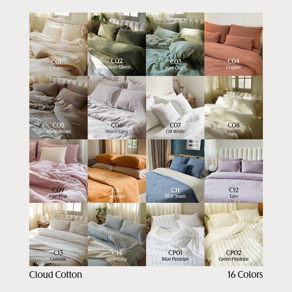 Green Pinstripe + Juniper Green Bedding Set - Cloud Cotton