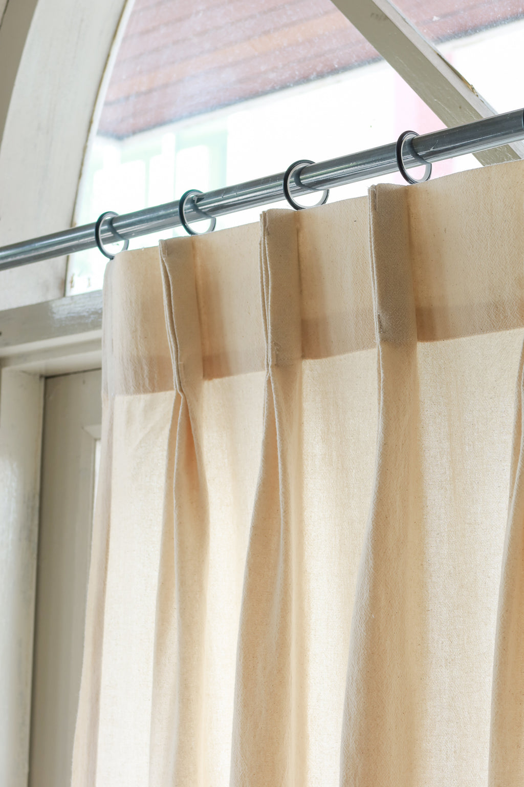 Pleated Curtain With Hooks - Plain Cotton 