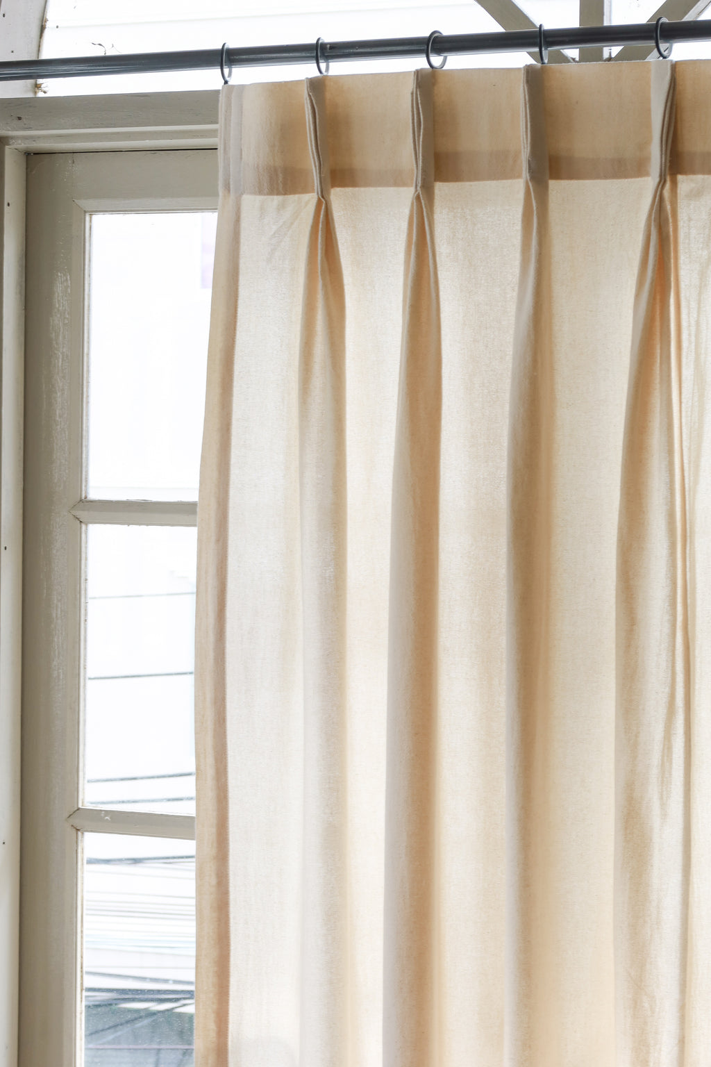 Pleated Curtain With Hooks - Plain Cotton 