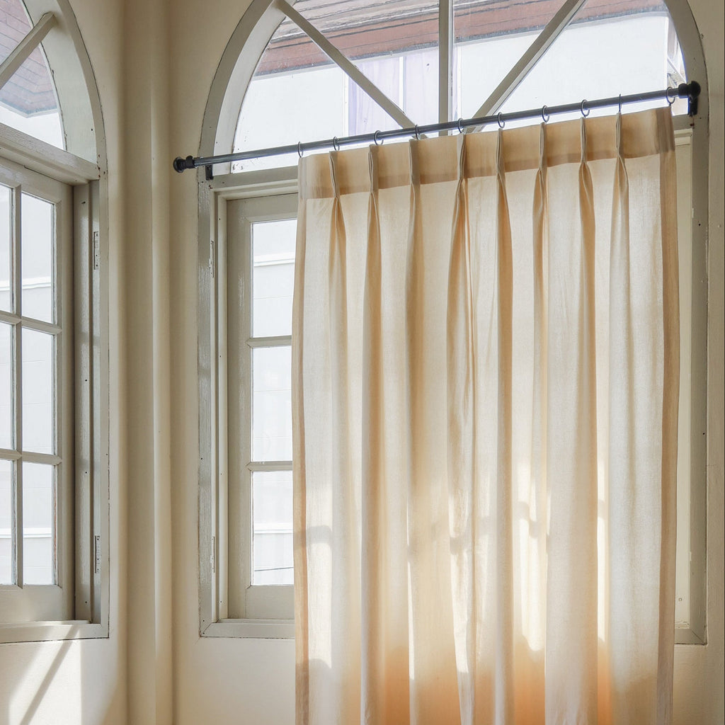 Pleated Curtain With Hooks - Plain Cotton 