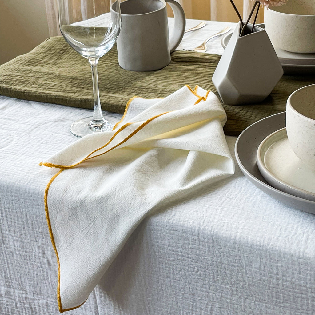 ผ้าเช็ดปากกุ๊นขอบ Plain Cotton