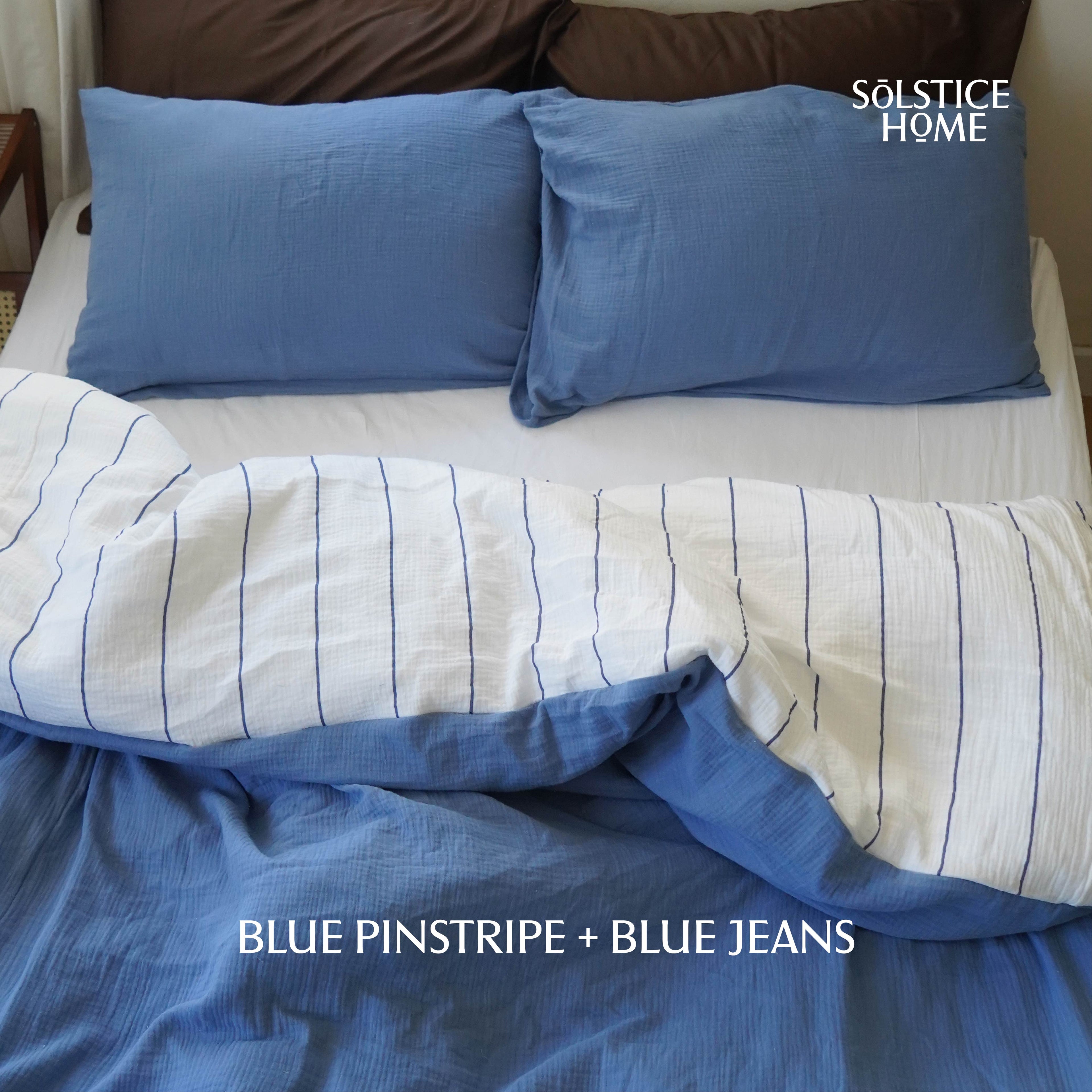 ชุดผ้าปูที่นอน Cloud Cotton Blue Pinstripe + Blue Jeans